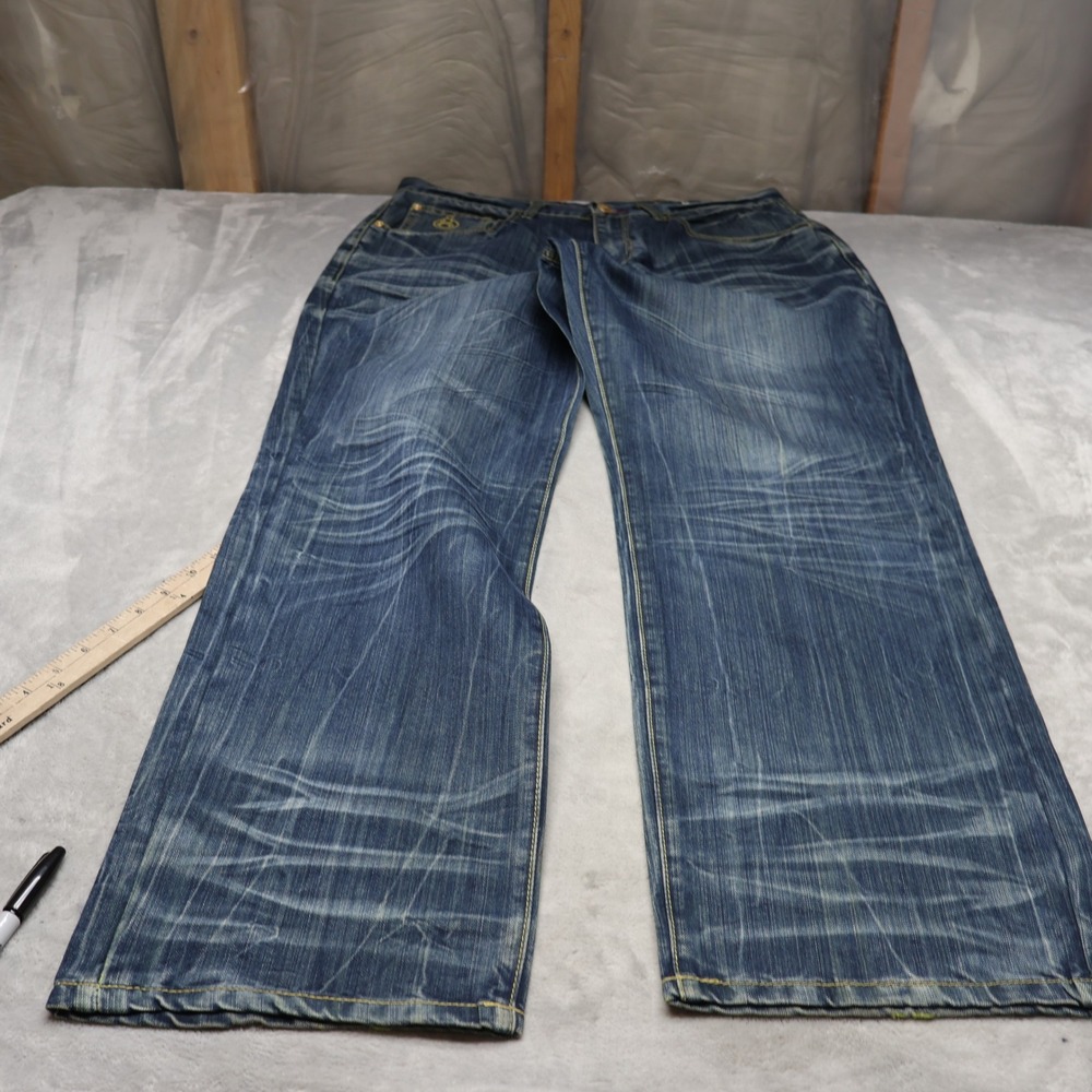 Eight 732 Baggy Jeans Men‎ 36x34 Medium Wash Denim Relaxed Whisker Fade Sk8r VTG